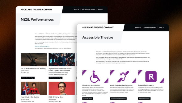 Auckland Theatre Company also has dedicated accessibility pages for more effective event discovery.